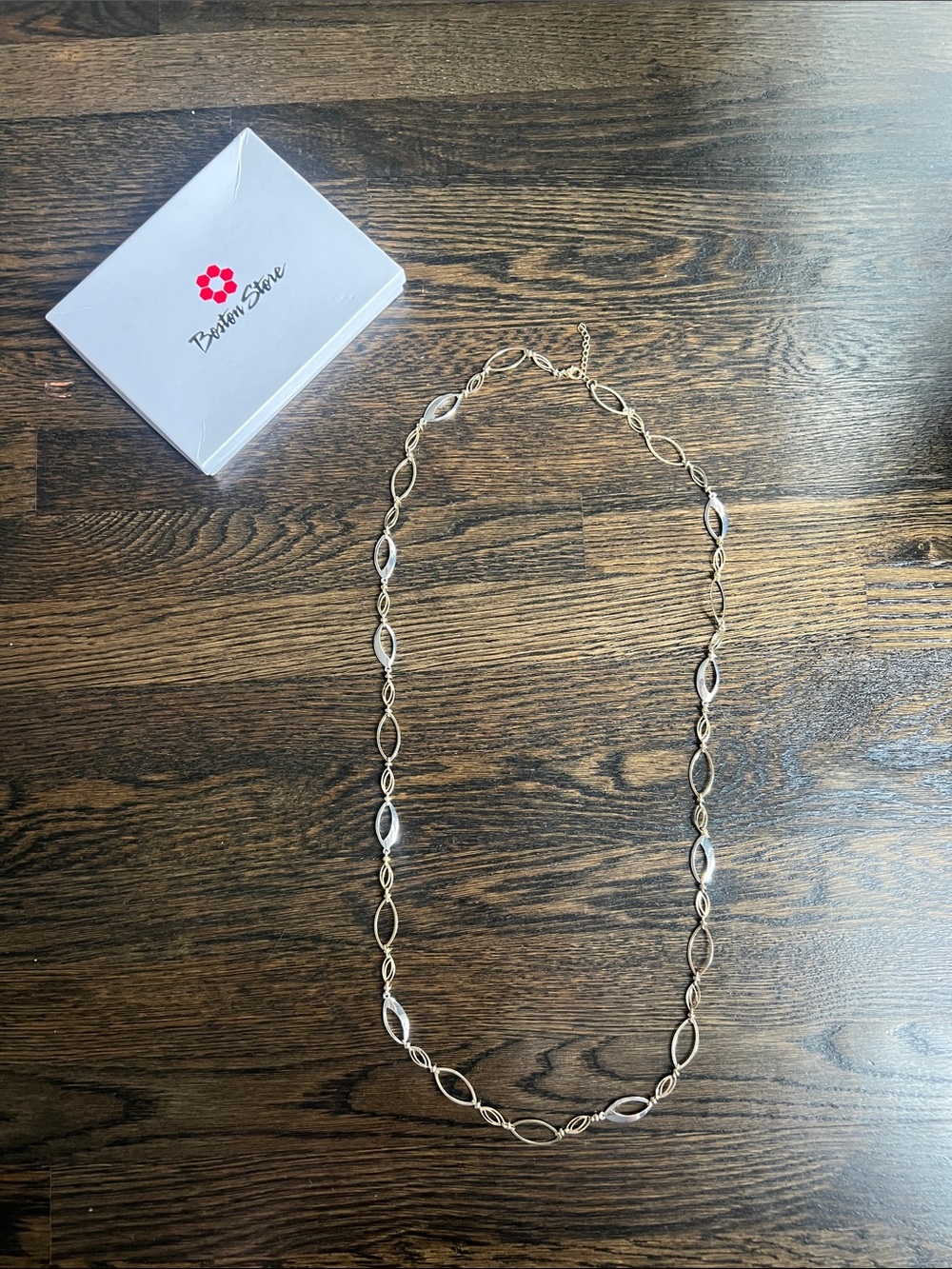 Vintage 80s Silver and Gold Linked Oval Necklace